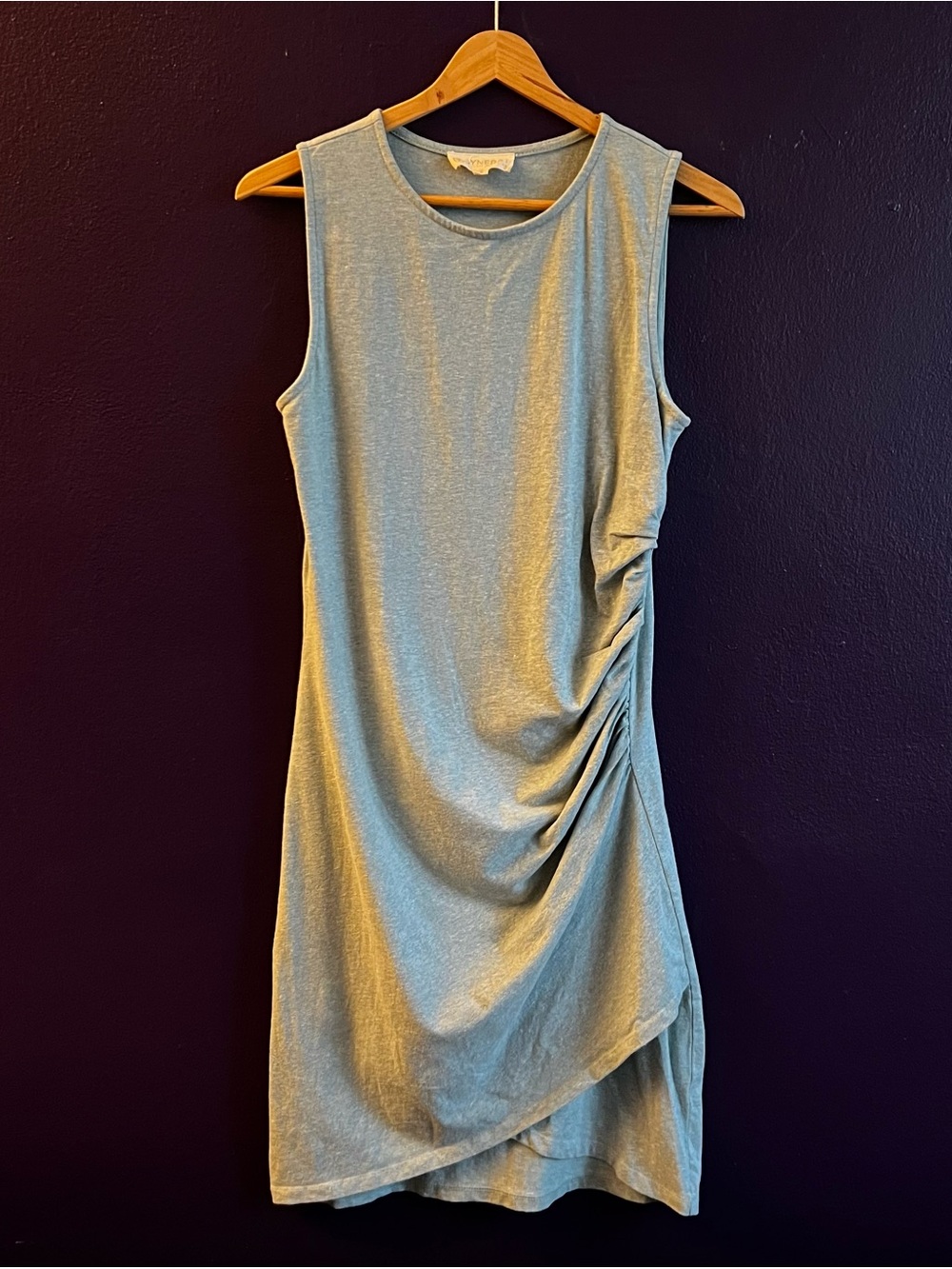 Synergy Organic Clothing Sleeveless Ruched Cotton Midi Dress - Light Teal Green